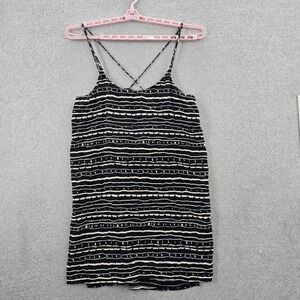 Vans Women Dress L Black Striped Riot Slip Mini Sleeveless Scoop Neck Pullover
